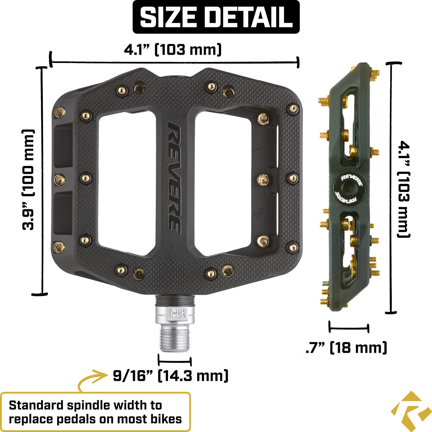 Revere ProGrip 1 Pedals – Gold Pins