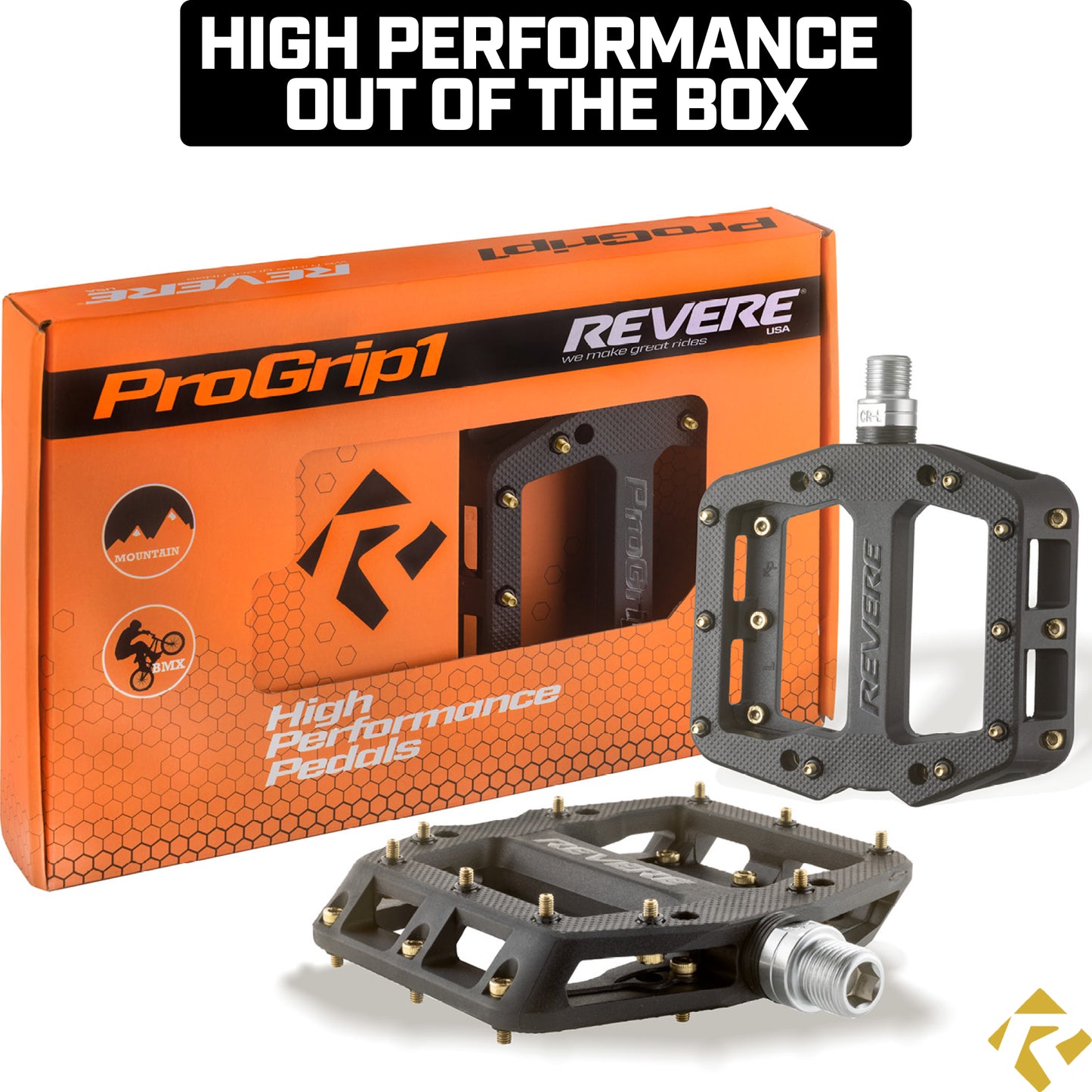 Revere ProGrip 1 Pedals – Gold Pins