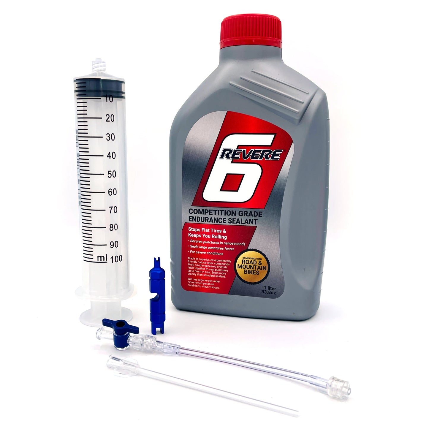 REVERE 6 Premium Tire Sealant – 32 oz Bottle + Injector Syringe