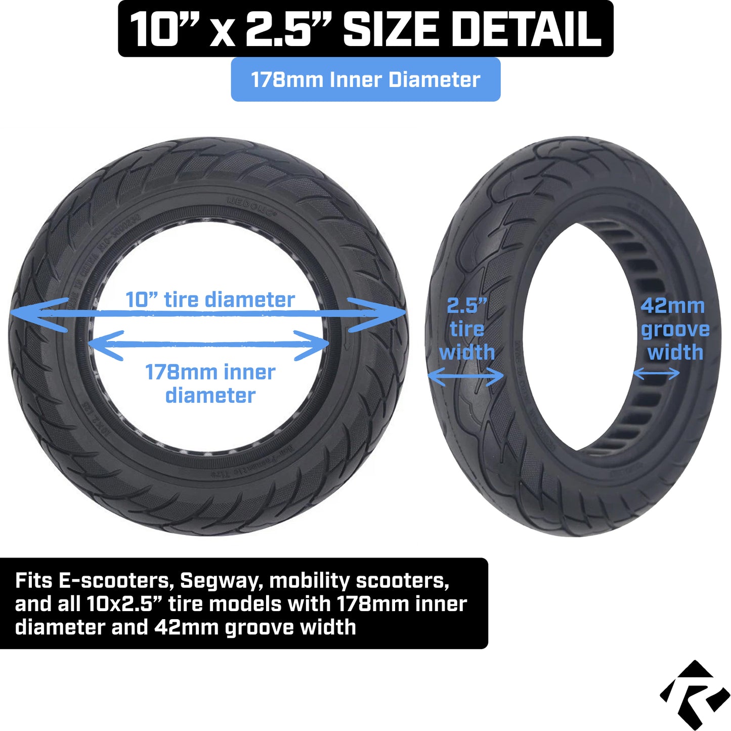 Revere Scooter Tires – 10.0" x 2.5" – 178mm Inner Diameter