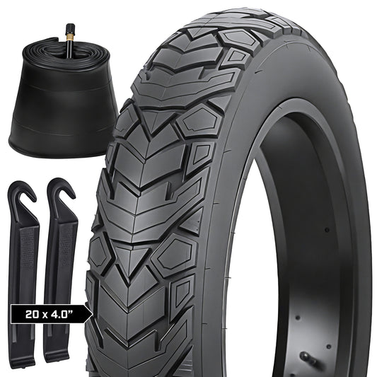 Revere Fat E-Bike Tire 20"x4.0" – 1 Tire + 1 Tube + 2 Tire Levers