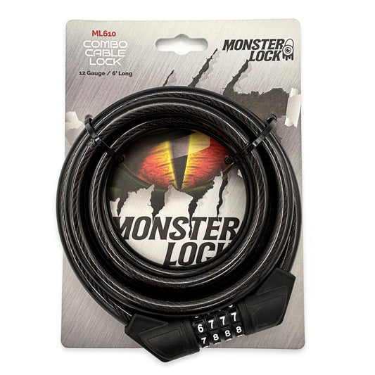 MONSTER LOCK 6 ft Combination Cable Lock – 13mm Braided Steel (ML610)