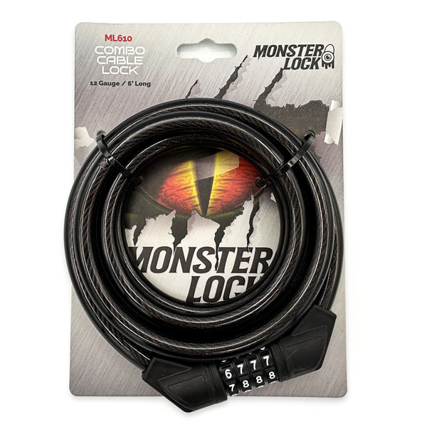 MONSTER LOCK 6 ft Combination Cable Lock – 13mm Braided Steel (ML610 ...
