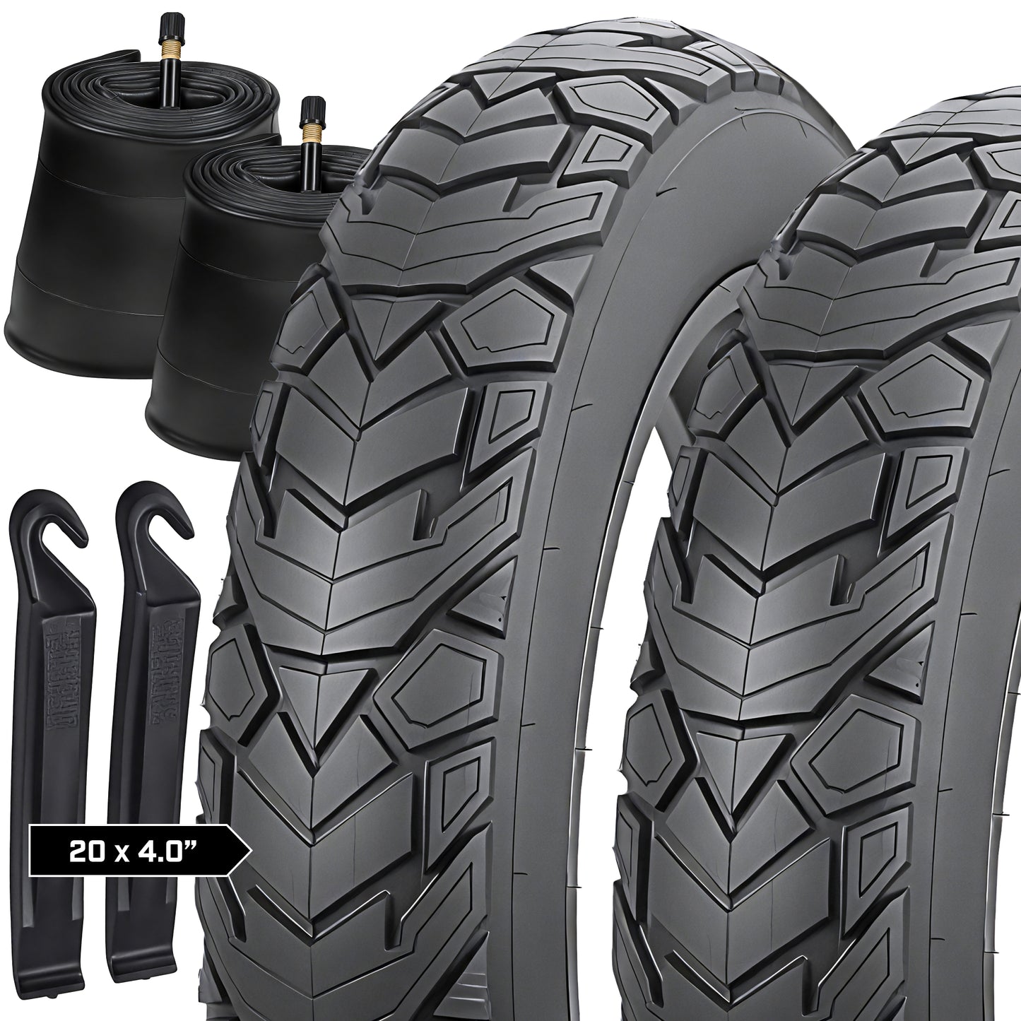 Revere Fat E-Bike Tire 20"x4.0" – 2 Tires + 2 Tubes + 2 Tire Levers