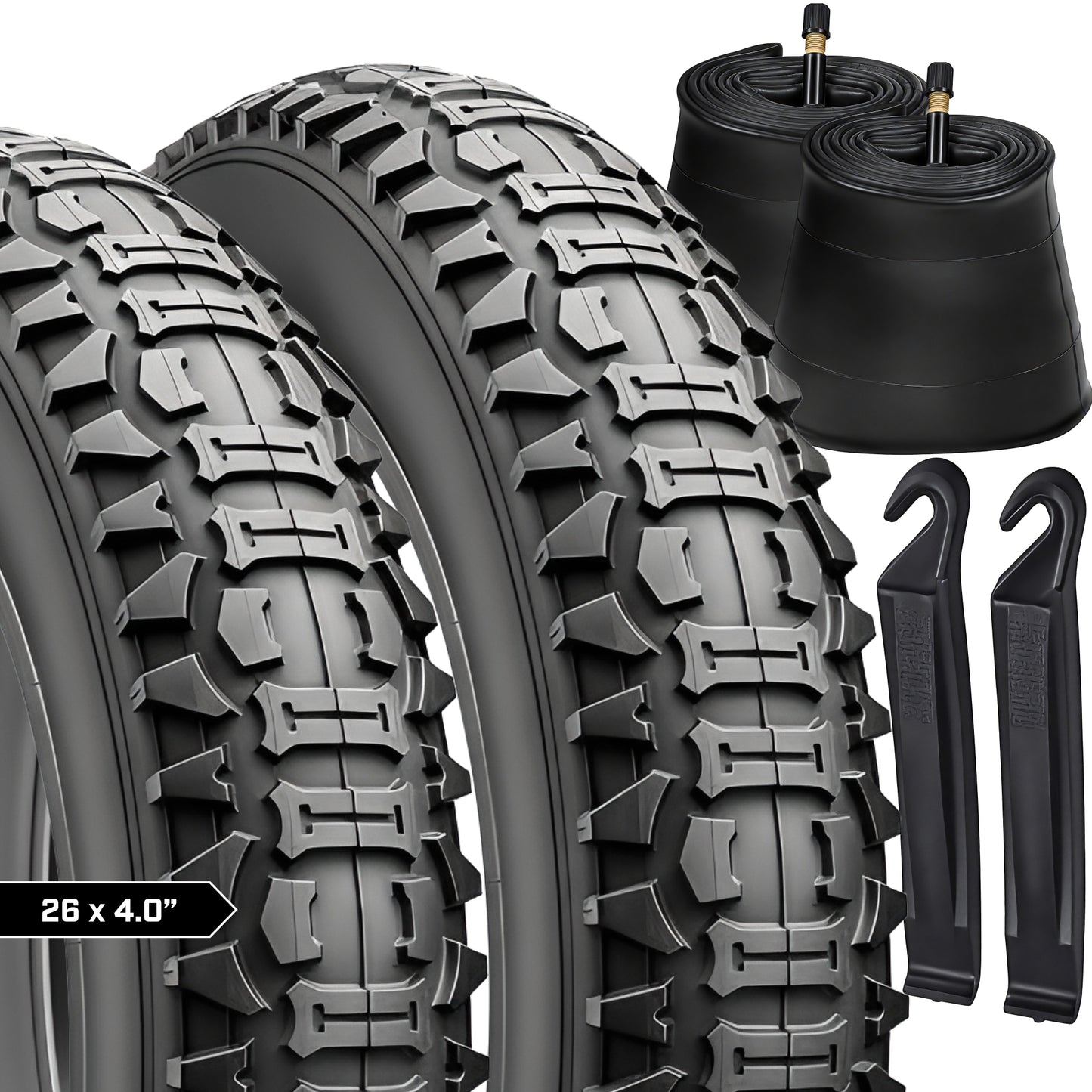 Revere Fat E-Bike Tire 26"x4.0" – 2 Tires + 2 Tubes + 2 Tire Levers