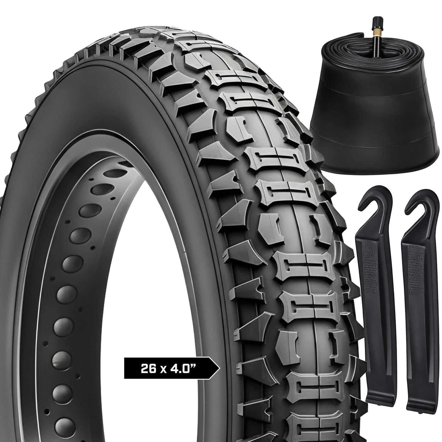 Revere Fat E-Bike Tire 26"x4.0" – 1 Tire + 1 Tube + 2 Tire Levers