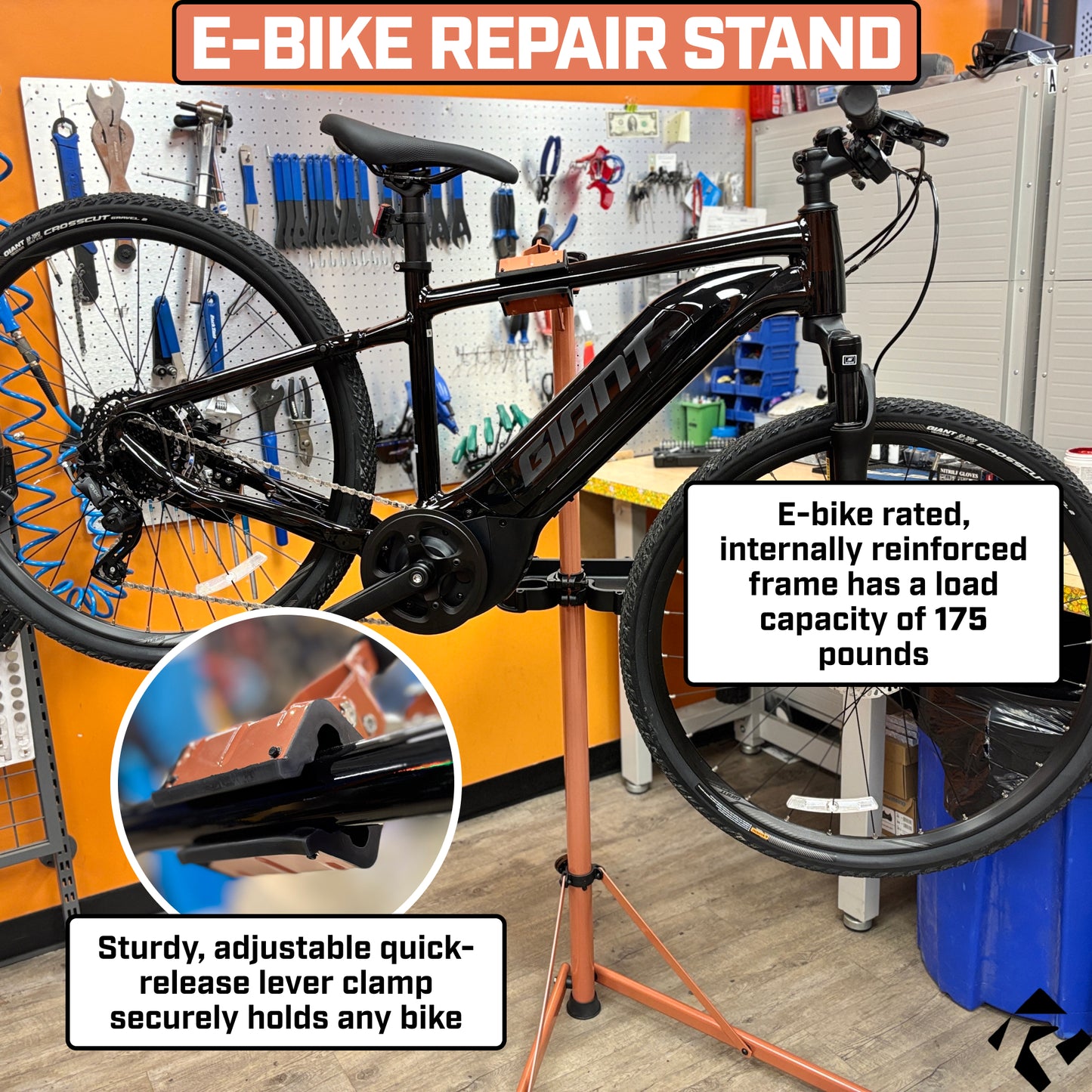 Revere Heavy Duty E-Bike Repair Stand - Orange