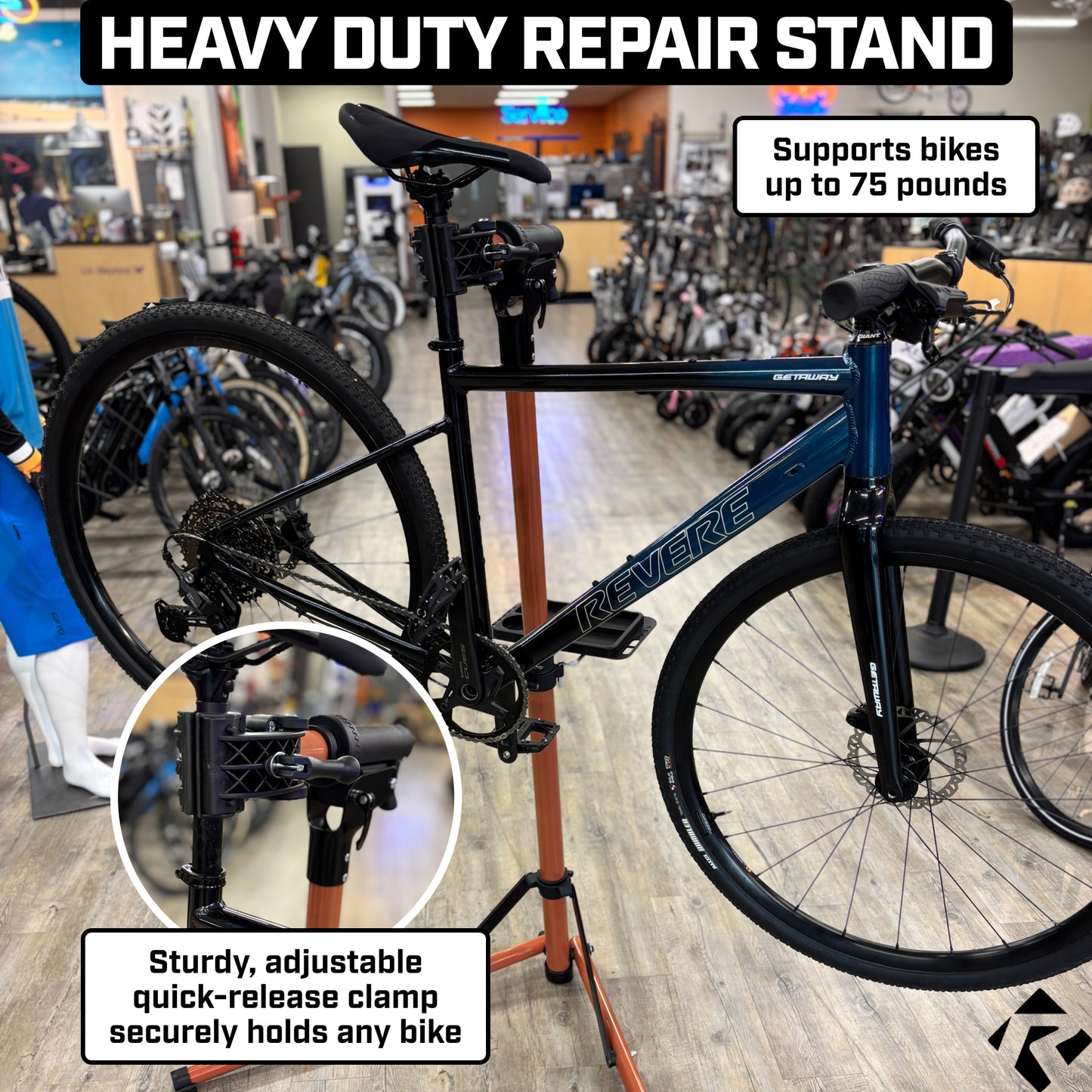 Revere Bike Repair Stand with Storage Bag - Black