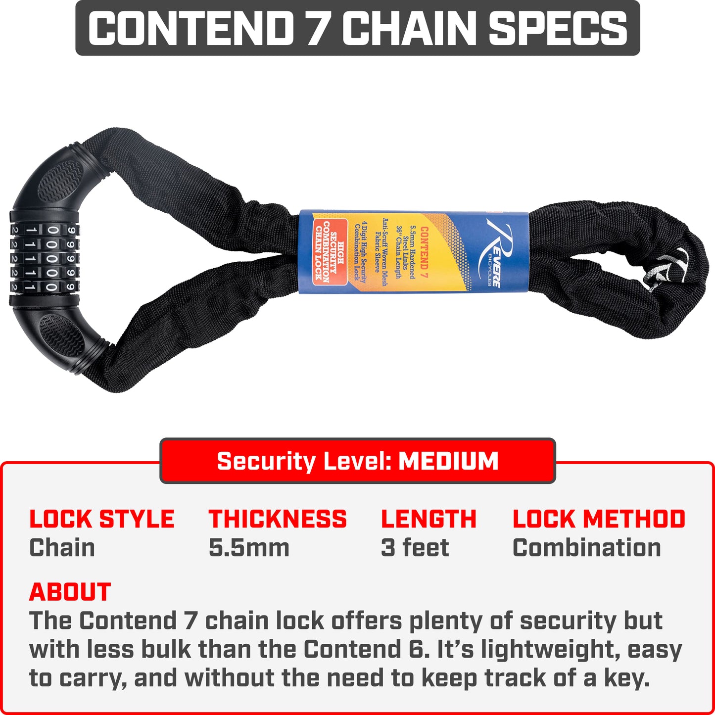 Revere Contend 7 Combination Chain Lock