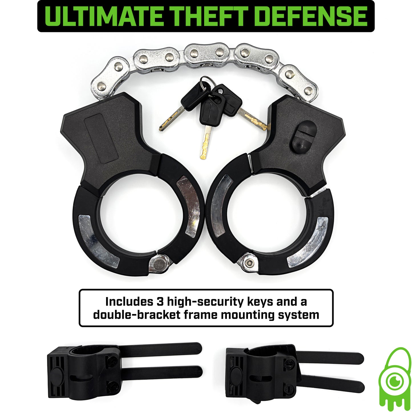 MONSTER LOCK Heavy-Duty Chain Lock with Dual 3" Cuffs, 21" Long (ML801)