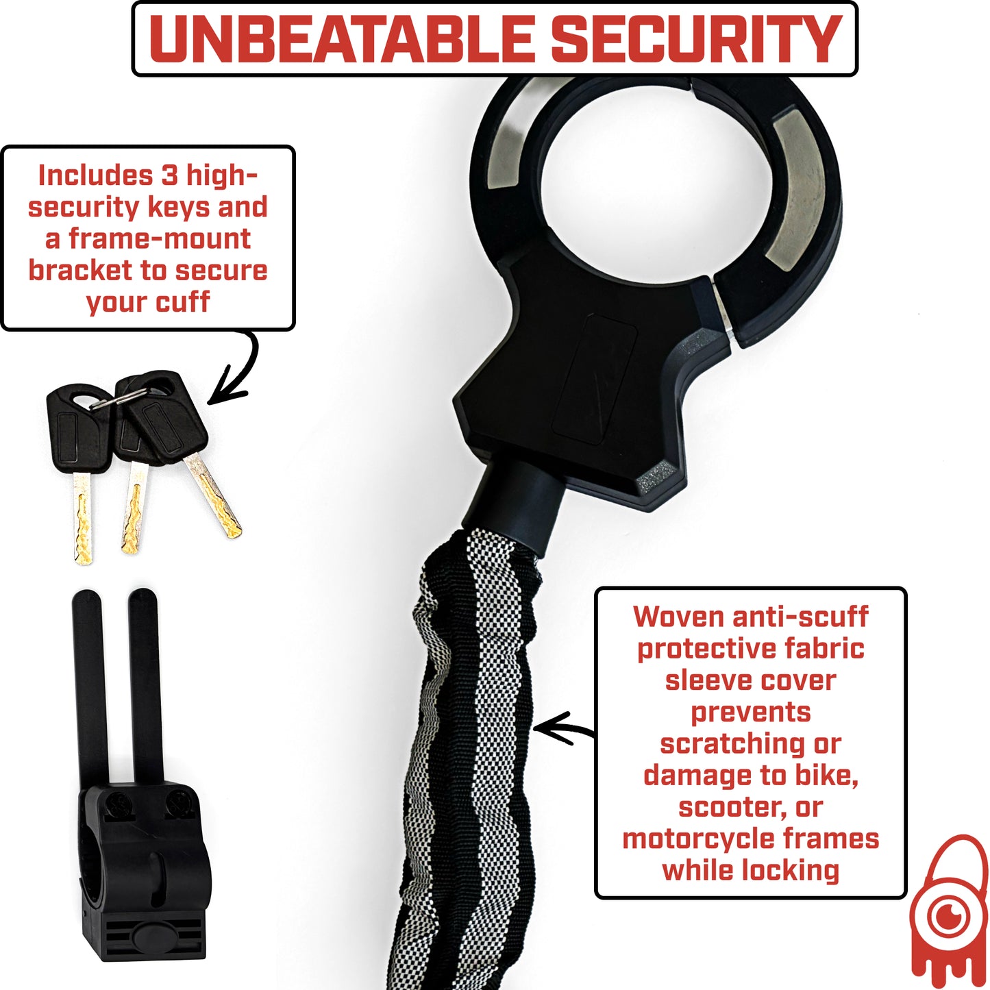 MONSTER LOCK Heavy-Duty Sleeved-Chain Lock w/ Dual 3" Cuffs (ML901)