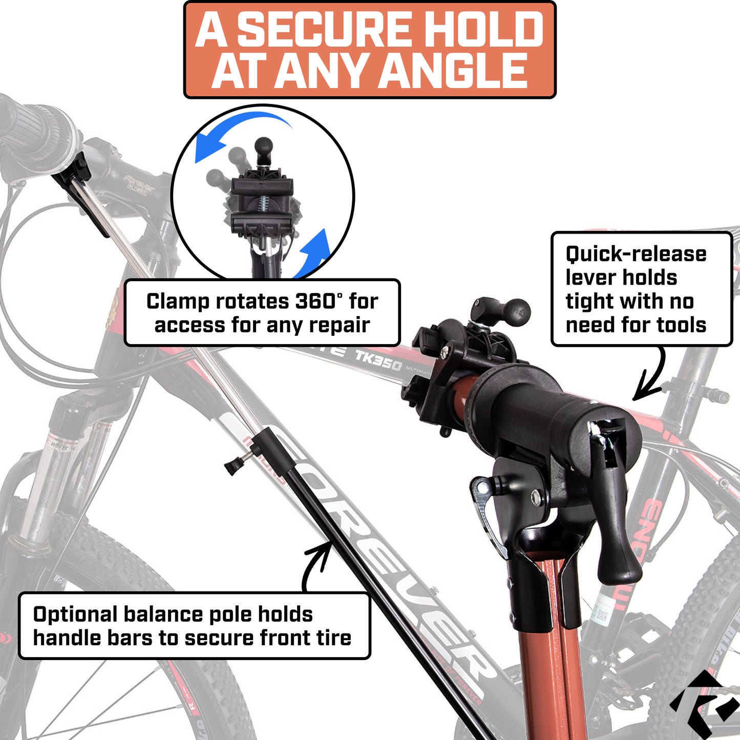 Revere Bike Repair Stand with Storage Bag - Orange