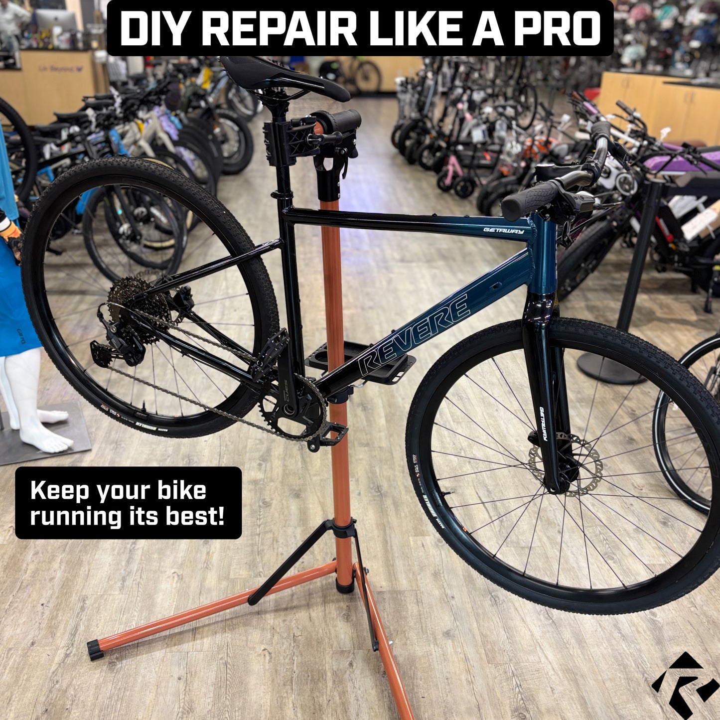 Revere Bike Repair Stand with Storage Bag - Black