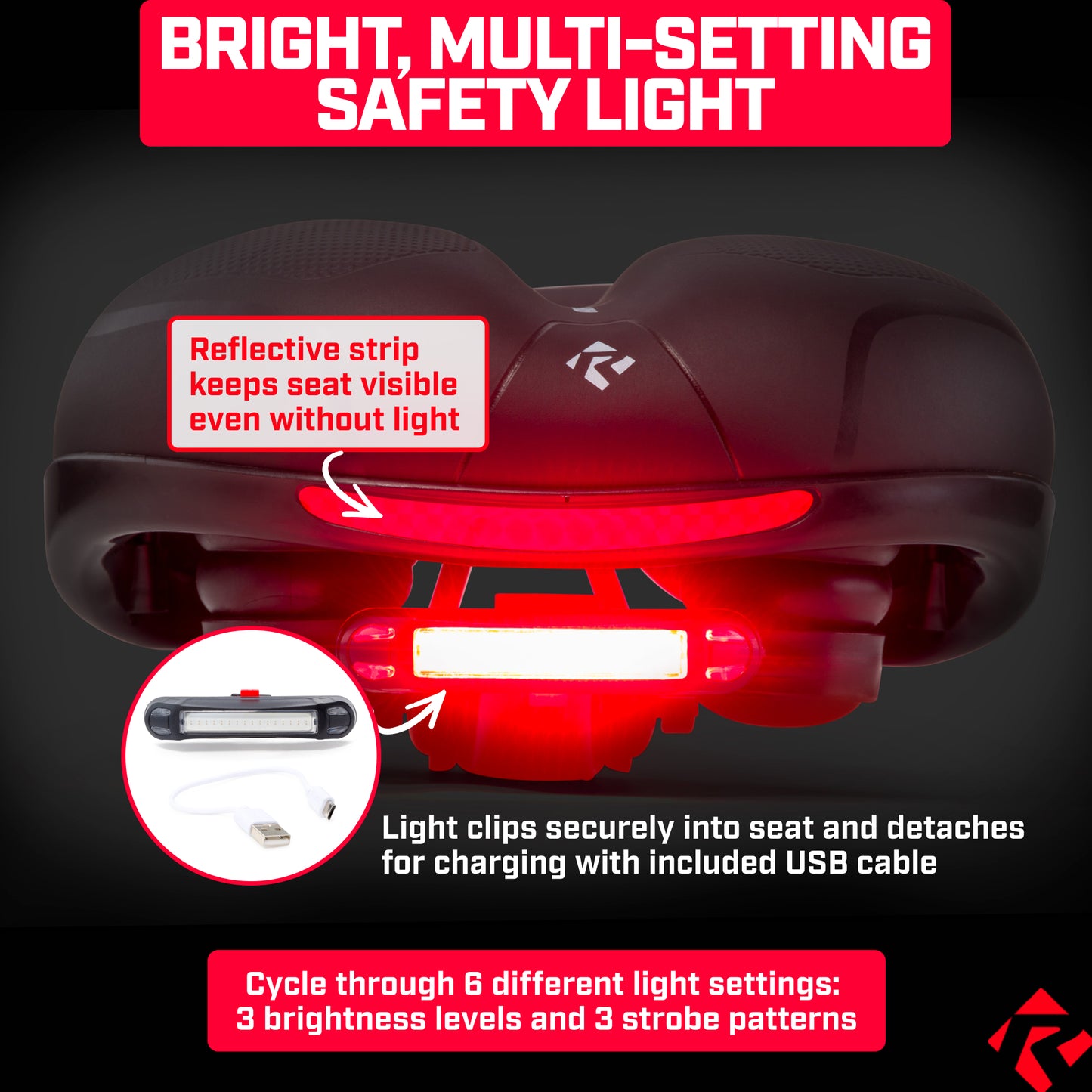 Revere Comfort Saddle with LED Light