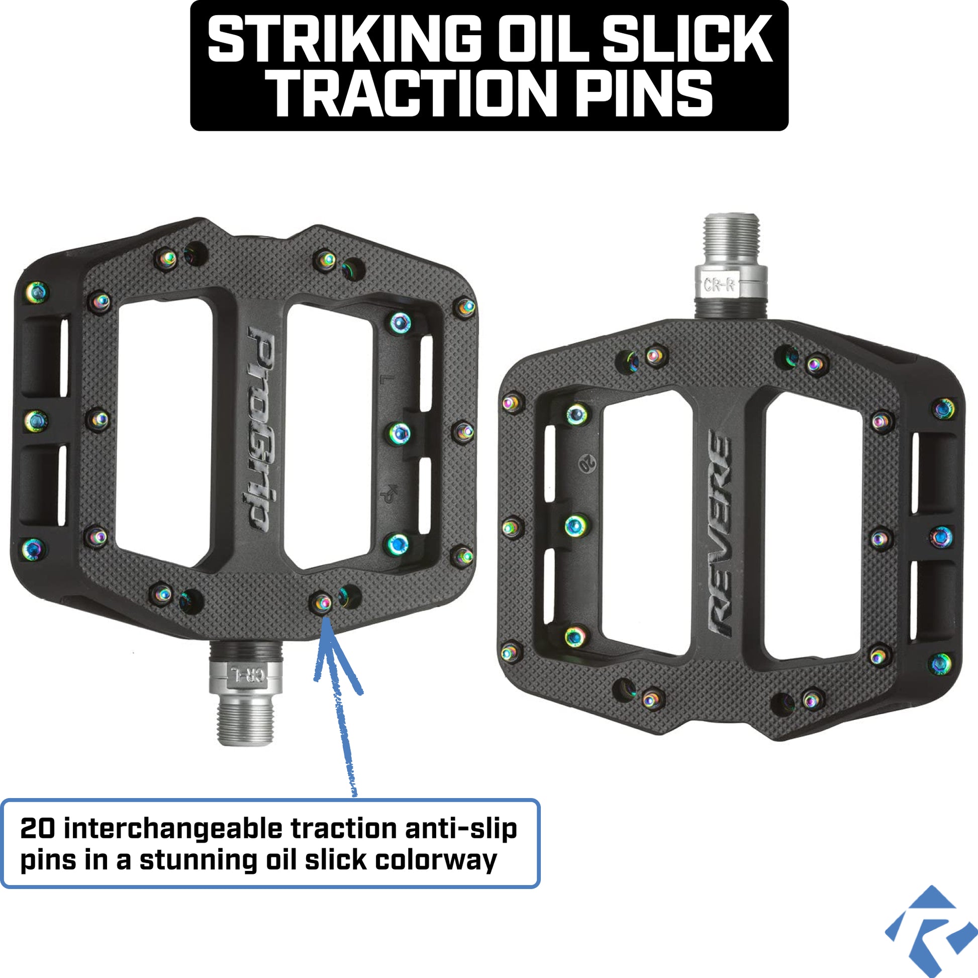oilslick pedale Revere ProGrip 1 Pedals – Oil Slick Pins – Revere Bicycles