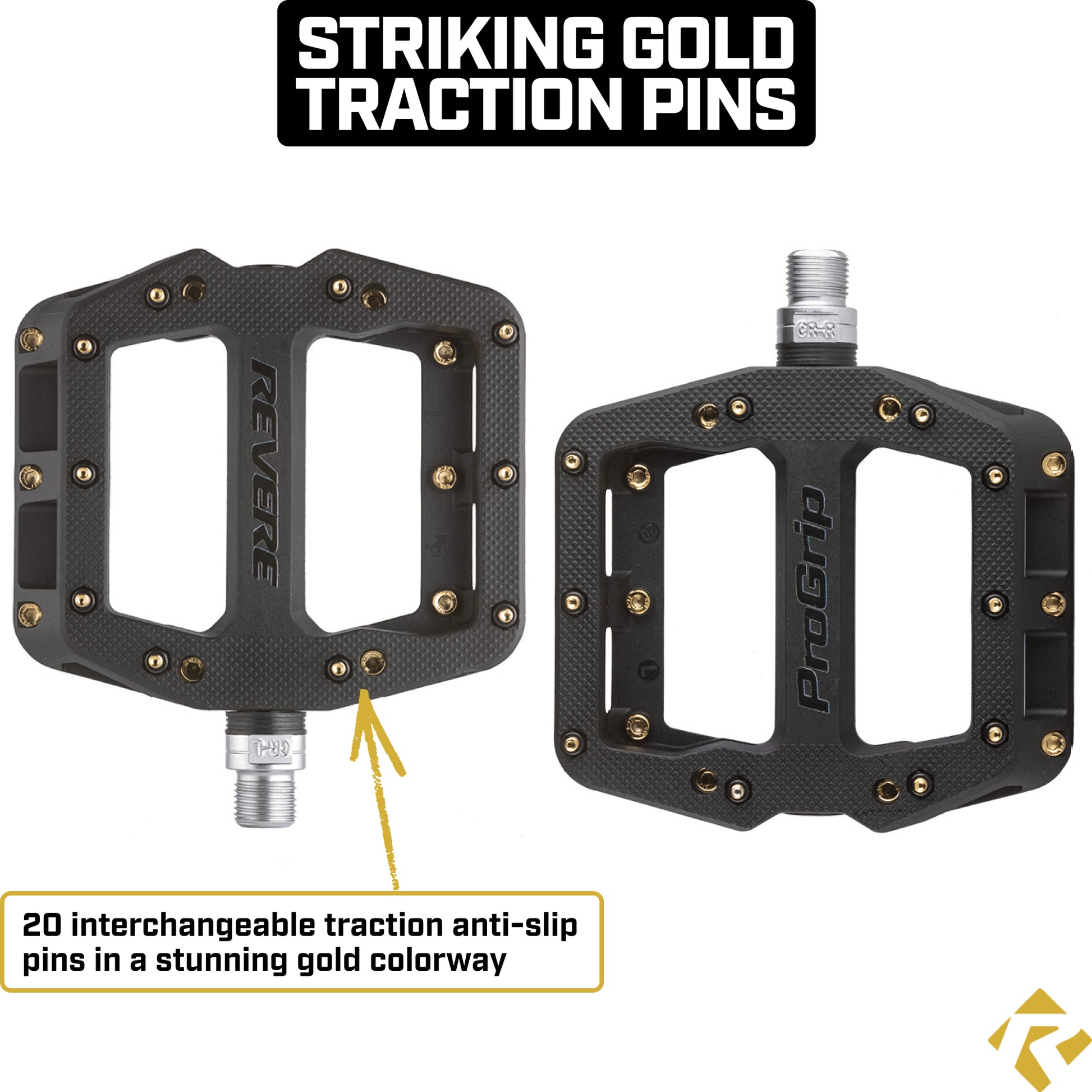 burgtec pedal pins Revere ProGrip 1 Pedals – Gold Pins