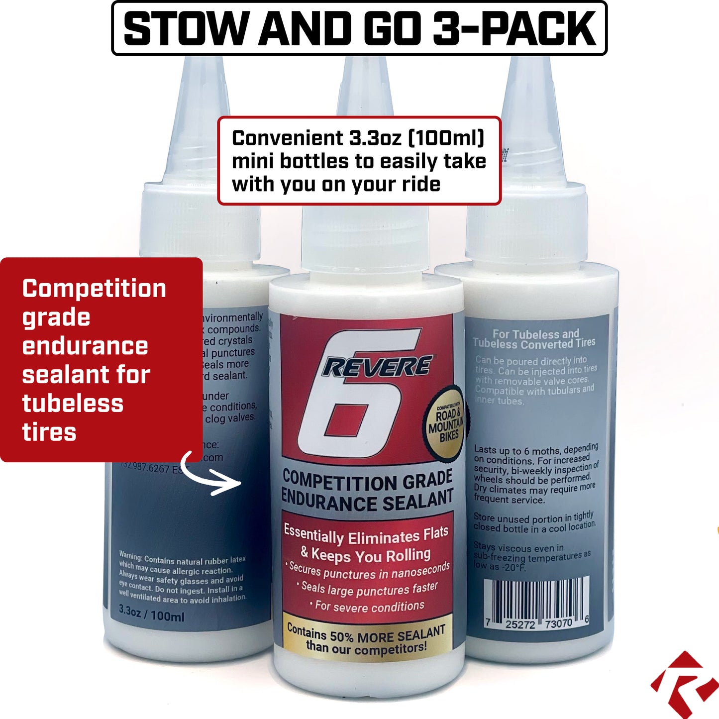 REVERE 6 Premium Tire Sealant – 3.3 oz 3 Pack