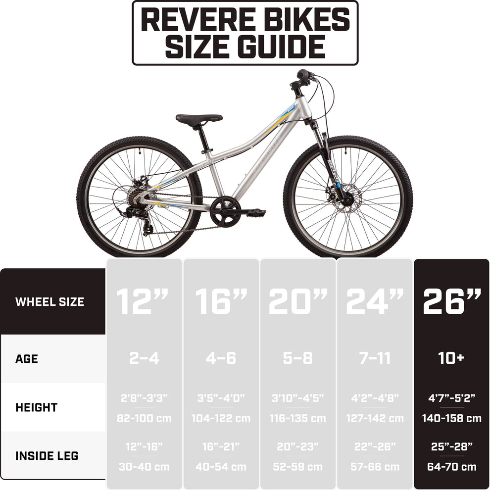 revere bikes sizing guide 26